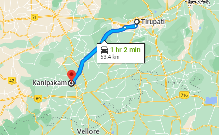 Tirupati to Kanipakam Distance 